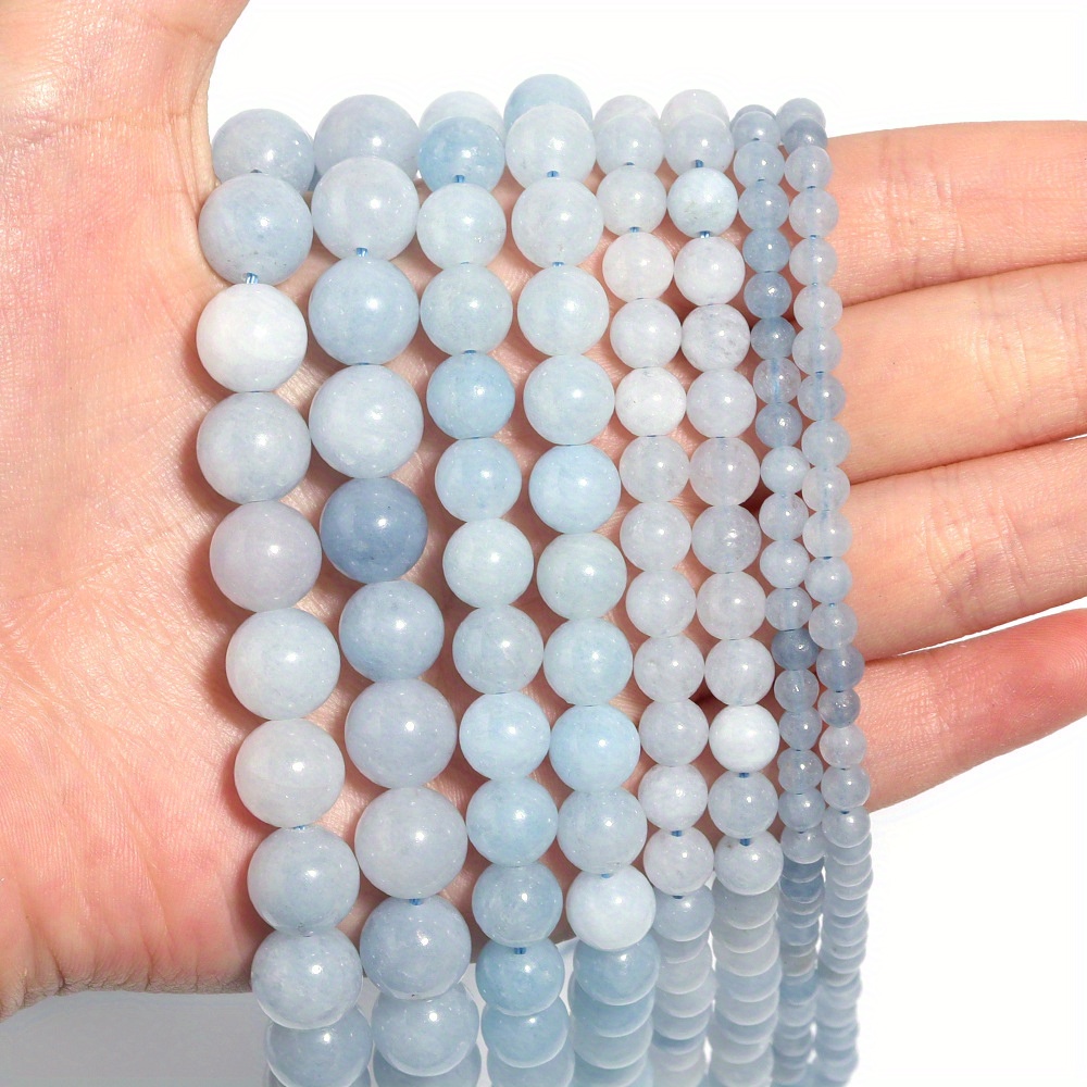 

Natural Aquamarine Beads, Natural Gemstone Beads, Round Stone Beads 4mm 6mm 8mm 10mm 12mm 15''