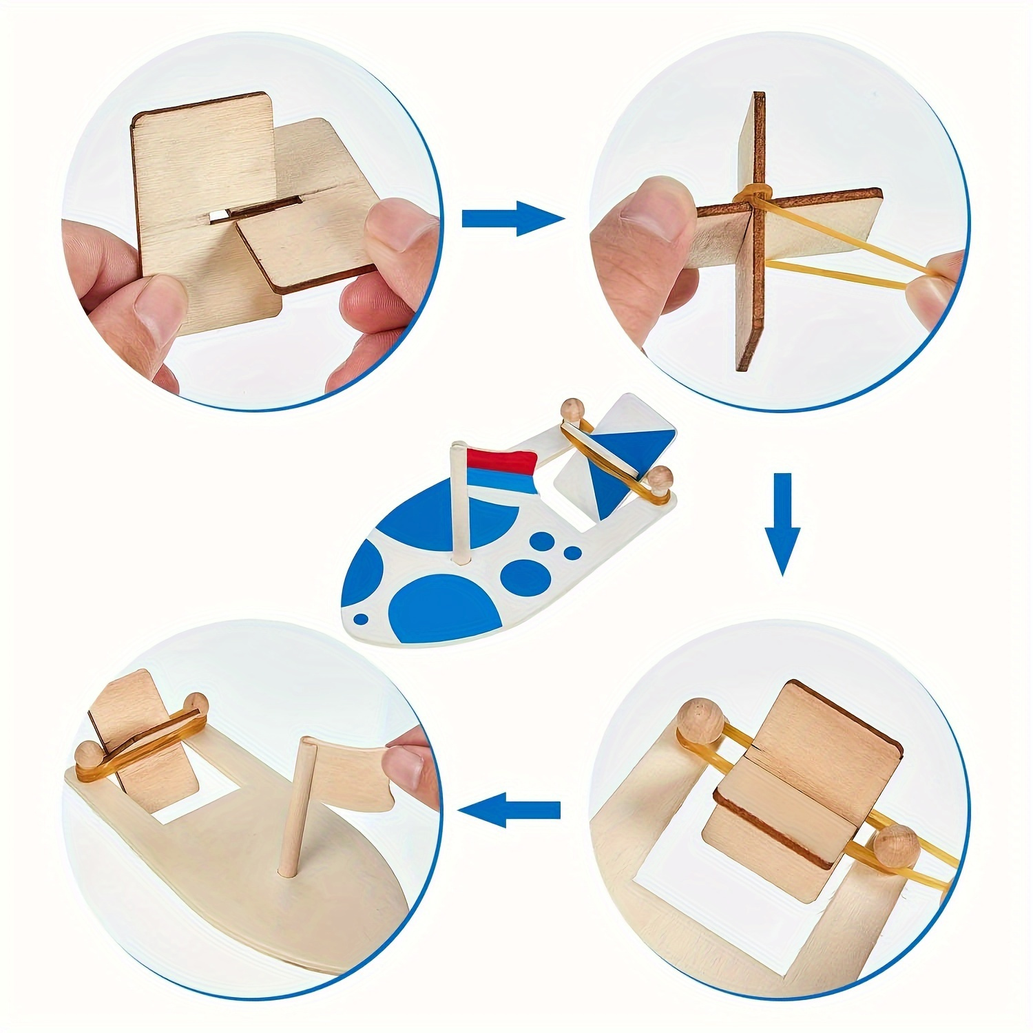 Diy Wooden Sailboat Rubber Band Paddle Boat Paint And - Temu