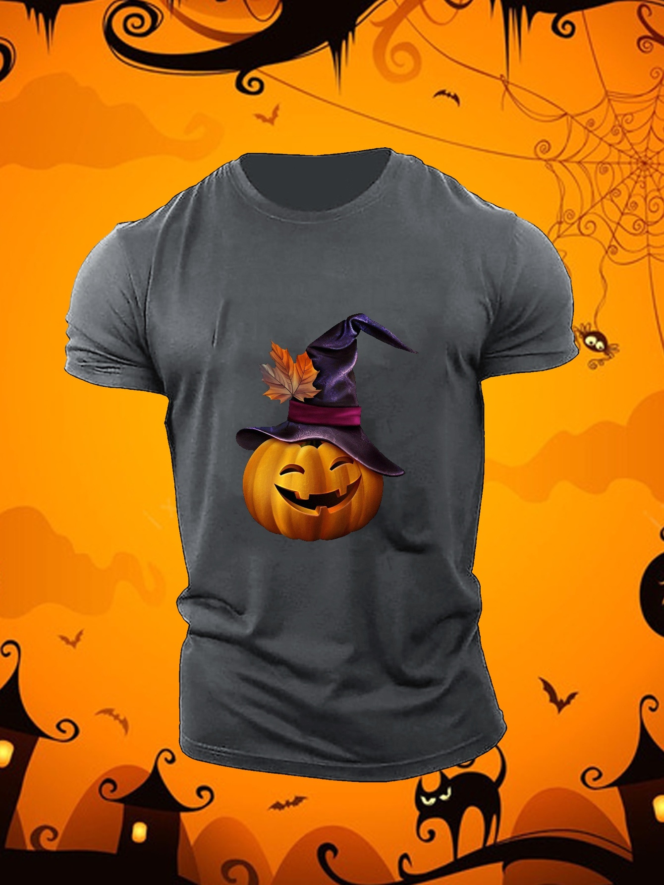  Halloween Shirts For Men Pumpkin Face Printed Plus