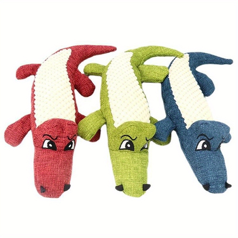 

Cartoon Animal Plush Squeak Toys For Dogs - Small Breed Crocodile Shaped Pet Chew Toy, Interactive Puppy Teething Training Supplies, Plush Material Without Battery