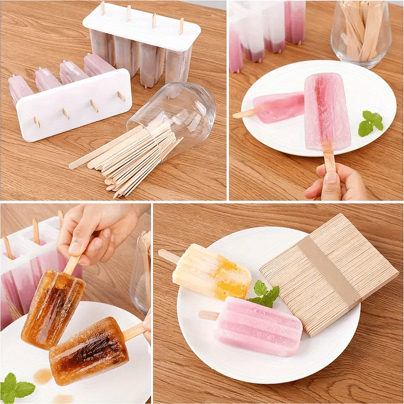 LOMIMOS 100Pcs Craft Stick,Ice Cream Popsicle Treat Wooden Stick Tongue  Depressor for Kid Waxing Building Mixing Stirring Handicraft DIY Craft, 5.9  *