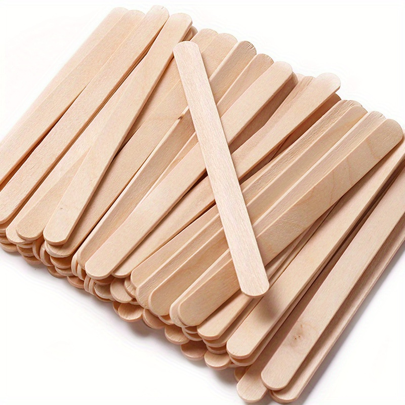 50pcs Craft Stick Ice Cream Stick Popsicle Stick 4.5 Inches Length High  Quality Natural Wood DIY Craft, Waxing, Ice Cream Stick, Tongue Depressor,  Woo