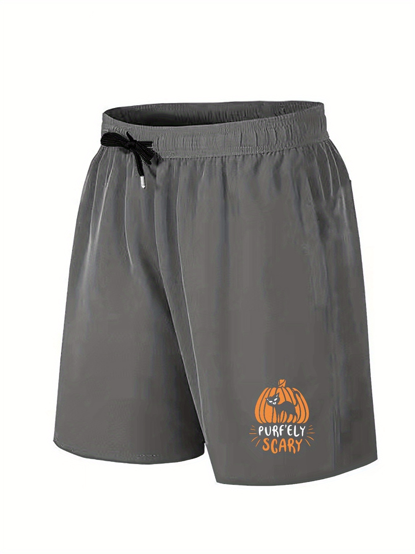 Plus Size Men's Halloween Pumpkin Cat Print Shorts Sports Temu New