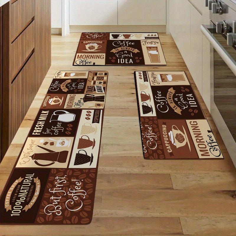 Coffee Cup Pattern Kitchen Floor Mat Non slip Oil proof - Temu