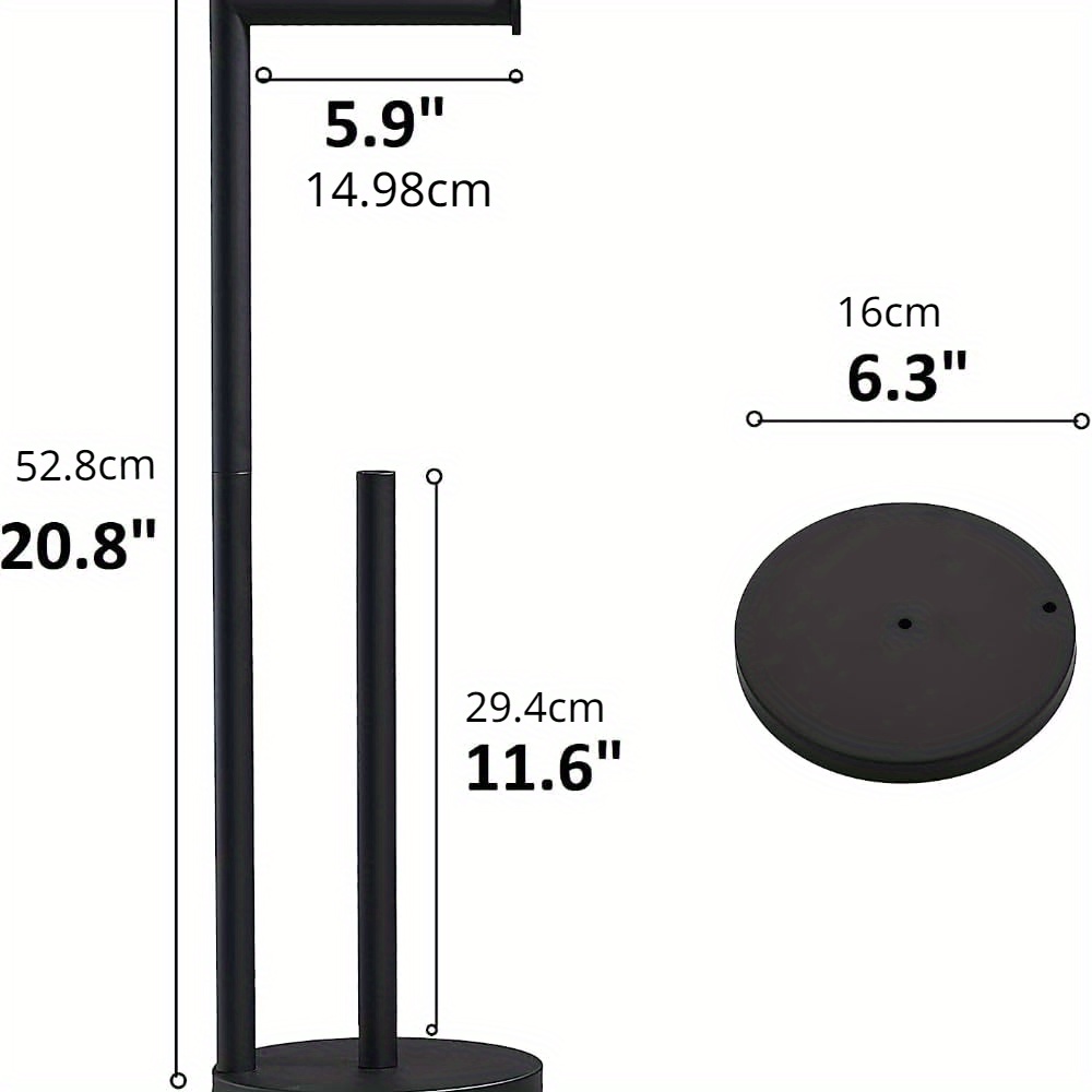 Freestanding Stainless Steel Toilet Paper Holder in Matte Black