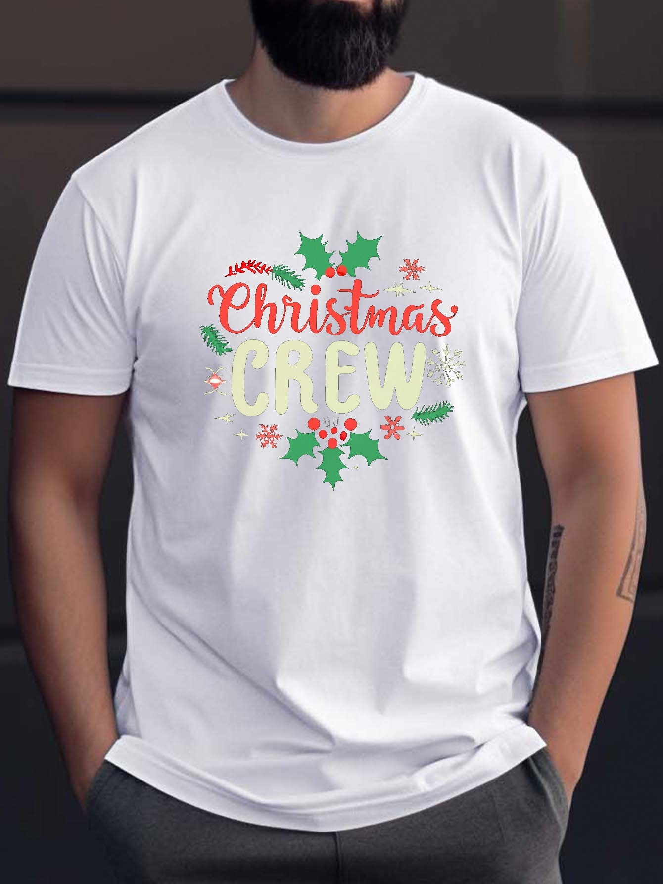 2022 Christmas Man T-shirt New Men Short Sleeve Holiday Dress Crew
