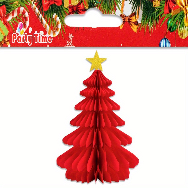 1pc Paper Honeycomb Decor With Christmas Tree Shape, Ideal For