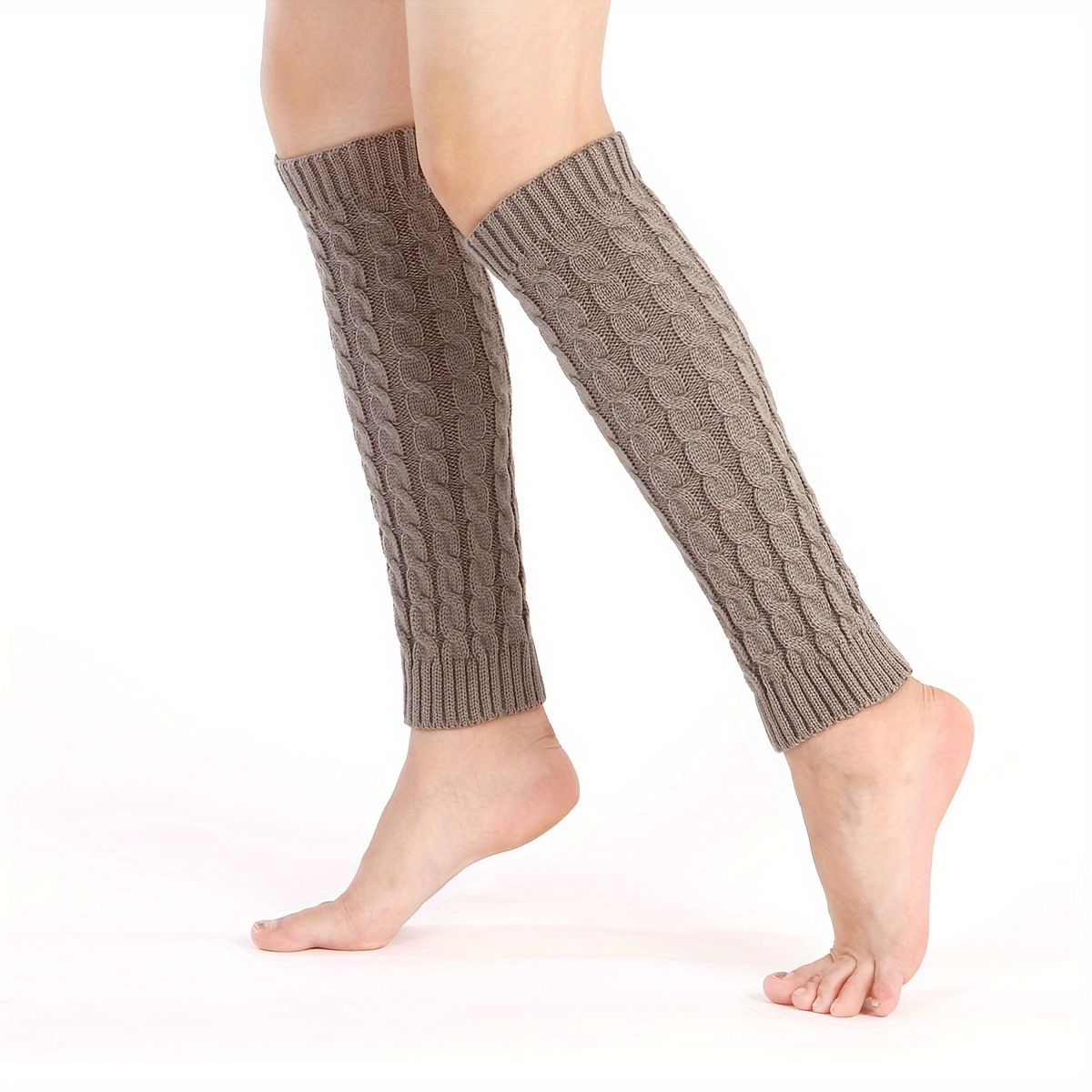 Women Button Opening Knitting Leg Warmers, Winter Calf Socks Boot Sock
