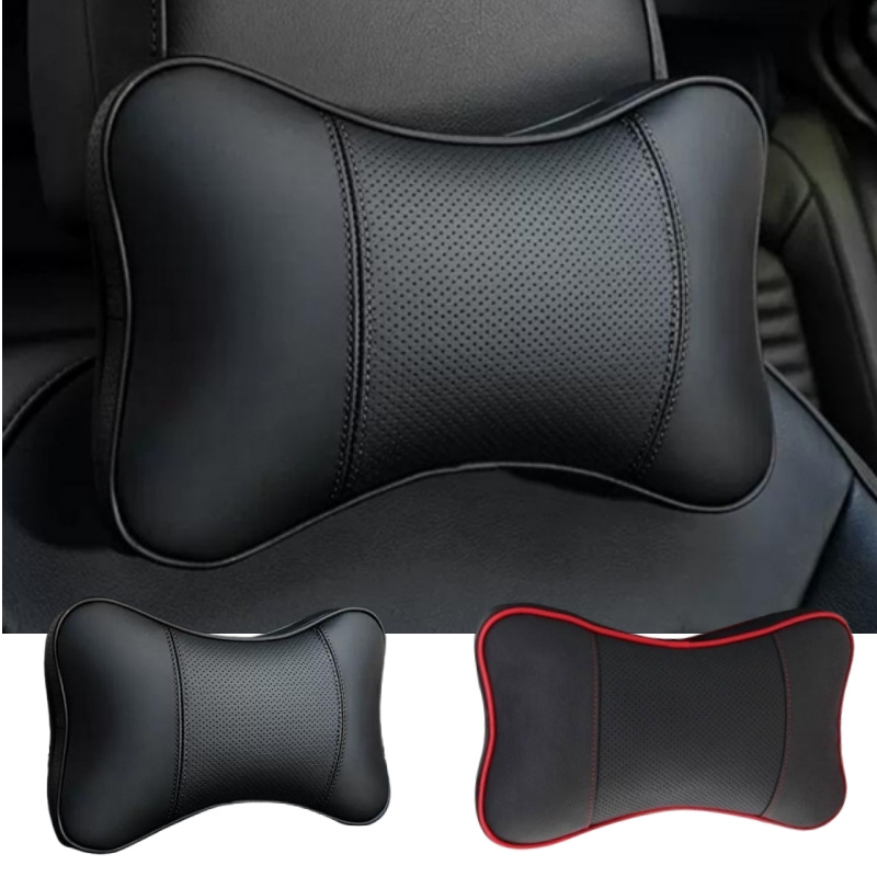 Aukee Memory Foam Car Neck Pillow Soft Leather Headrest for Driving Home  Office Black (1PC)