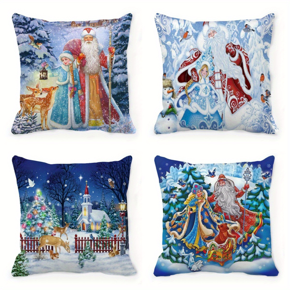 4pcs Blue Christmas Pillow Cases, Farmhouse Christmas Ornaments Merry  Christmas Tree Snowflake Elk Decorative Cushions For Home Sofa, 45x45cm,  Set Of 4, Pillow Insert Not Included