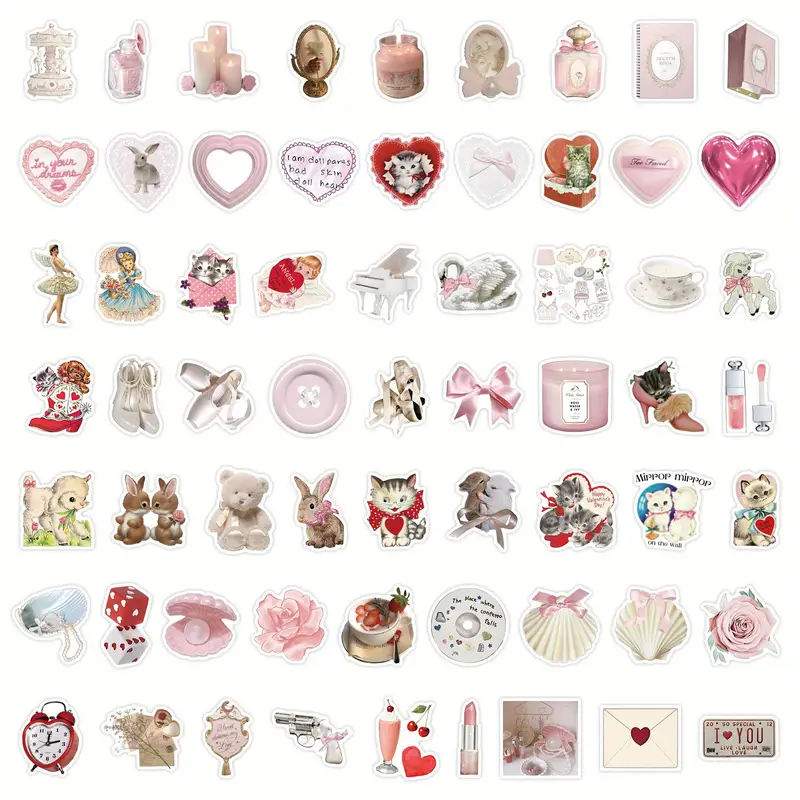 60pcs Coquette Stickers Cute Girl Stickers Vinyl Waterproof Stickers For  Water Bottle, Computer, Laptop, Phone, Luggage, Notebook For Adults