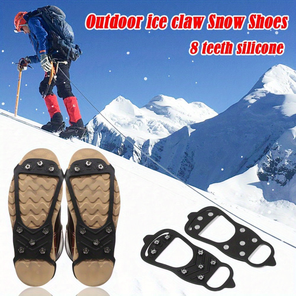 Couverture de chaussures à griffes de glace en acier, pointe antidérapante  pour chaussures d'escalade de neige, Crampons à chaîne