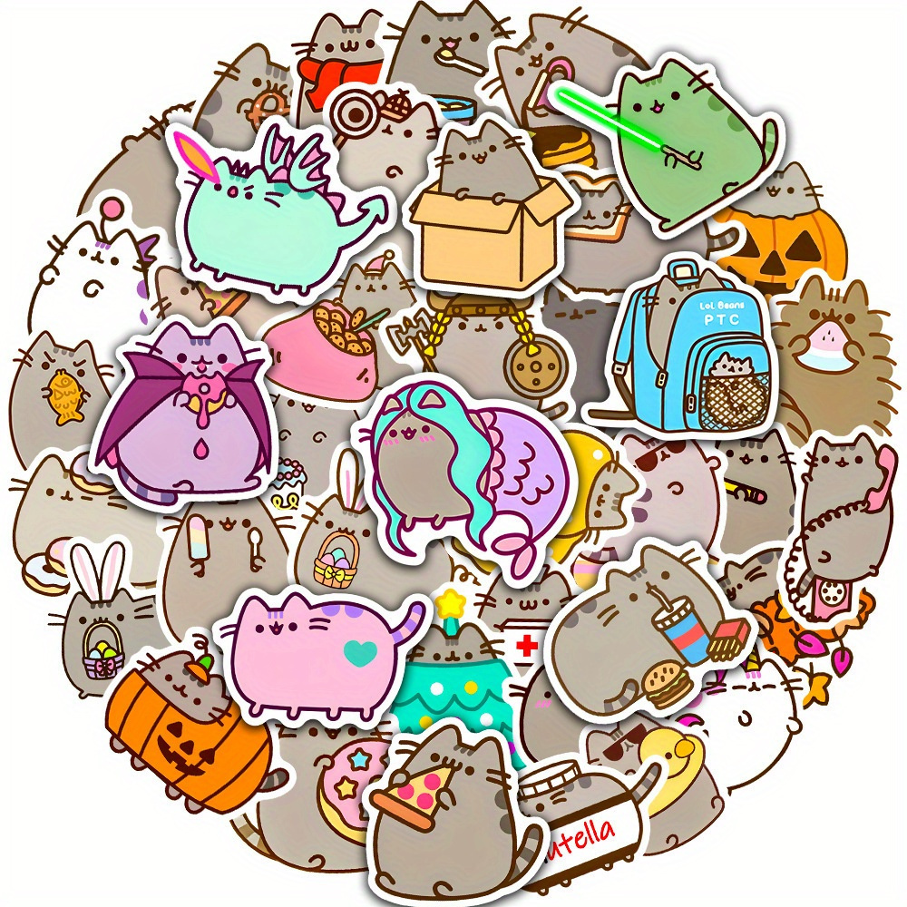 T] 50Pcs/Set Pusheen Stickers Pusheen Things Waterproof Stickers Decal for  Toys
