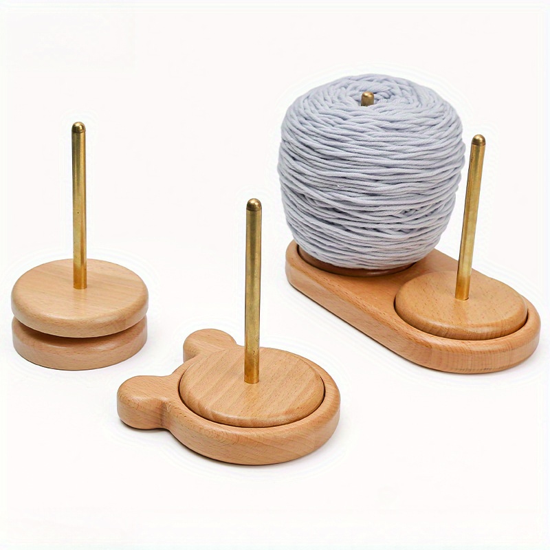 Wooden Yarn Holder Set Handmade Yarn Spinner Wool Cord Organizer