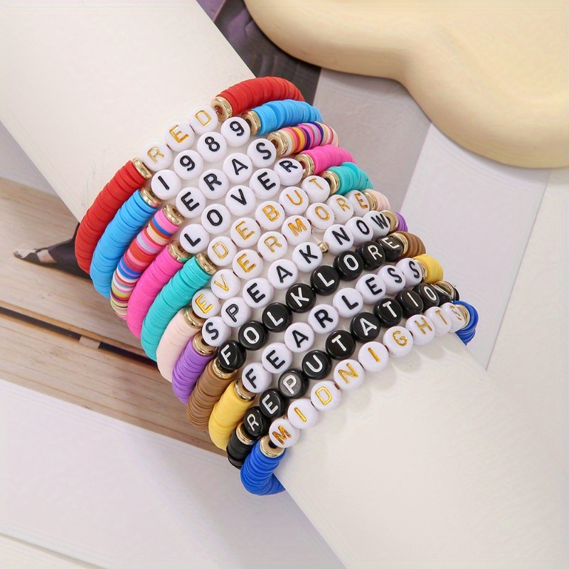 Letter Pattern Beads Beaded Bracelet With Colorful Soft Clay - Temu  Philippines