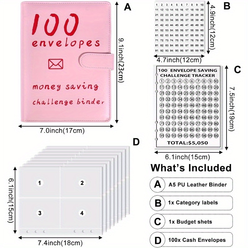 Acheter Classeur de défi Portable à 100 enveloppes, livre d