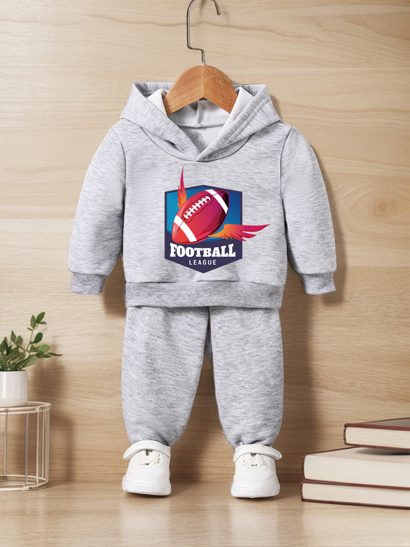 2-piece Kid Boy Letter Print Pullover Sweatshirt and Pants Casual Set
