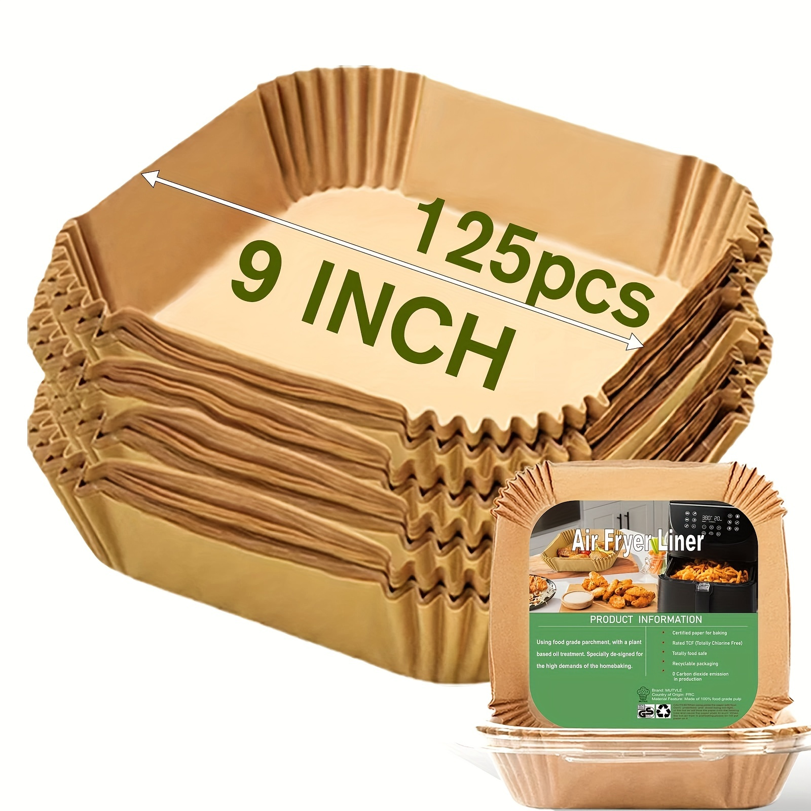 125 PCS Air Fryer Disposable Paper Liners Non-stick Parchment Oil-proof  7.9inch