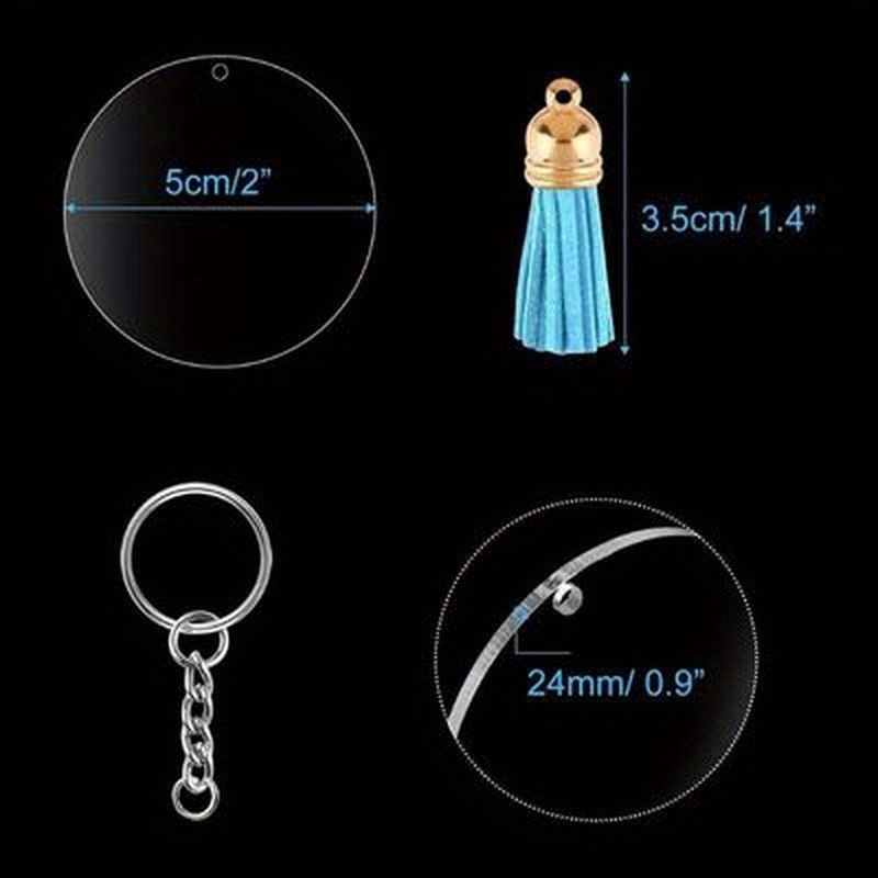 120 Pcs Acrylic Transparent Circle Discs Blank Keychains 2 Inch
