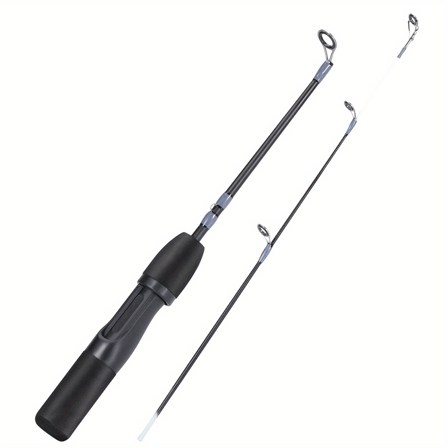 Sougayilang 2 Sections Ice Fishing Rod, Black Power Fishing Pole