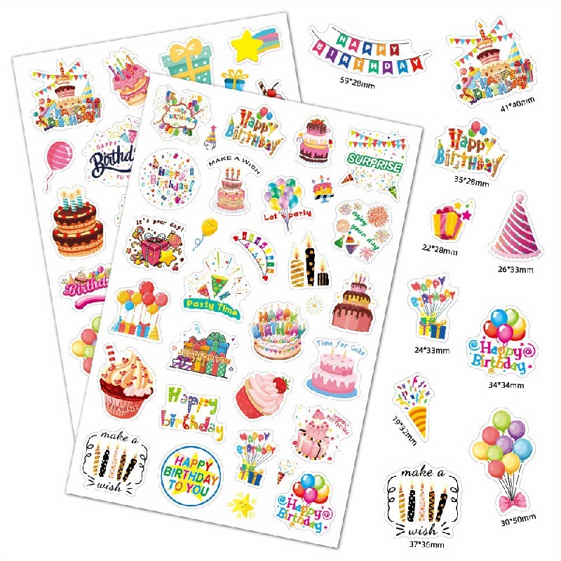 Happy Birthday Stickers laser Glitter Cake Party Decoration - Temu