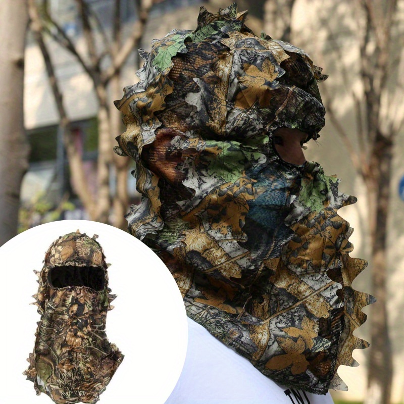 Ghillie Suit Mask Camouflage Leafy Hat 3d Full Face Mask - Temu