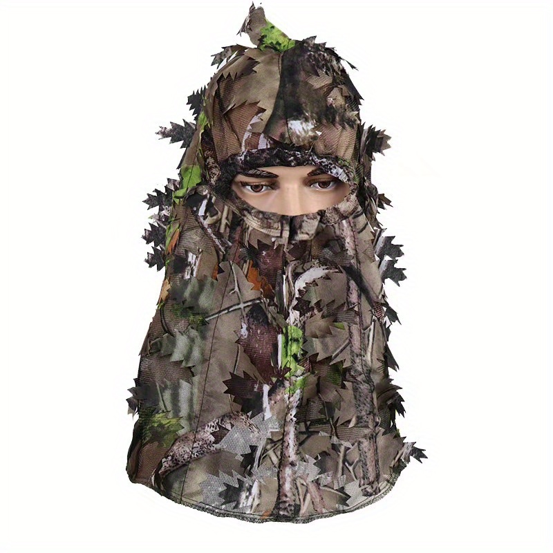 1pc Ghillie Suit Mask, Camouflage Leafy Hat, 3D Full Face Mask Headwear, Turkey Camo Face Cover, Buff,Temu