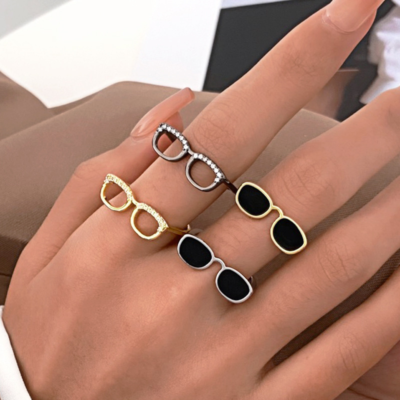 Cute Glasses Open Ring Adjustable Finger Ring Mini Glasses For Boy