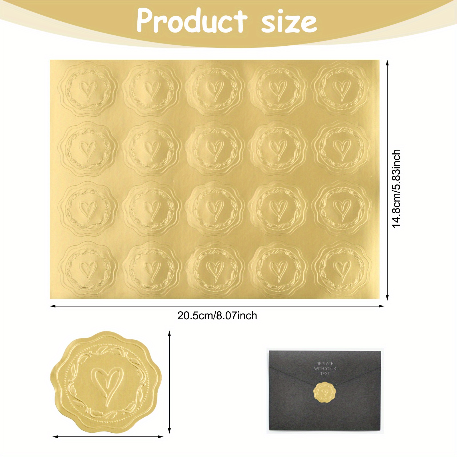 Gold Embossed Heart Stickers Self Adhesive Seal Label Wedding