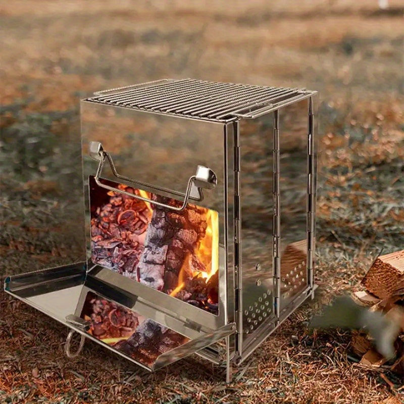 Outdoor Camping Small Portable Charcoal Grill Tea Stove Set With Unique  Design For Camping, Outdoor Warming, Campfires And Picnics - Temu