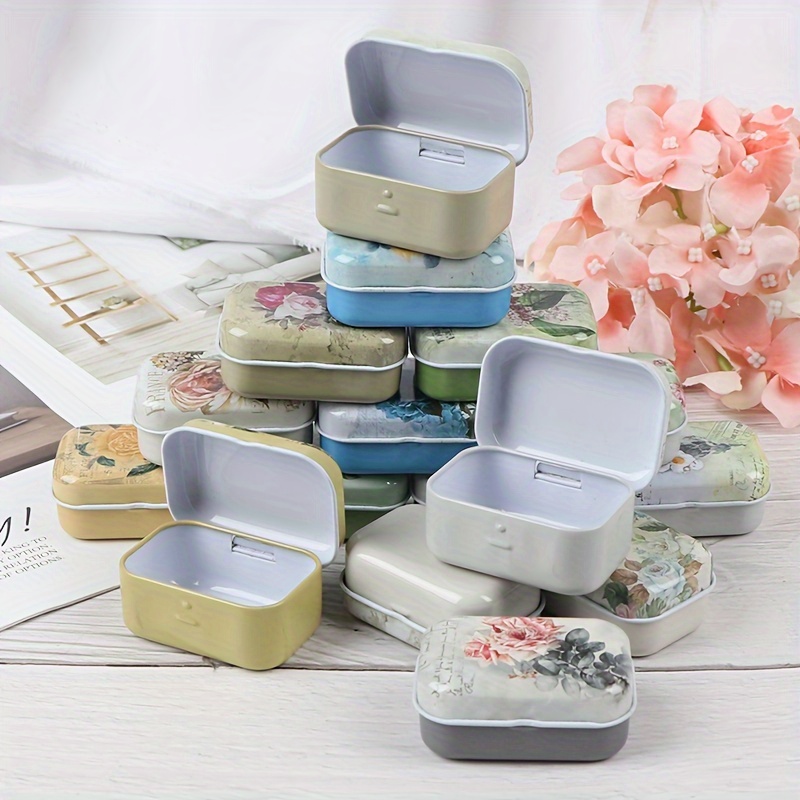 2pcs Portable Metal Hinged Tin Box for Home Storage - Mini Size with Lid  for Secure and Convenient Organization