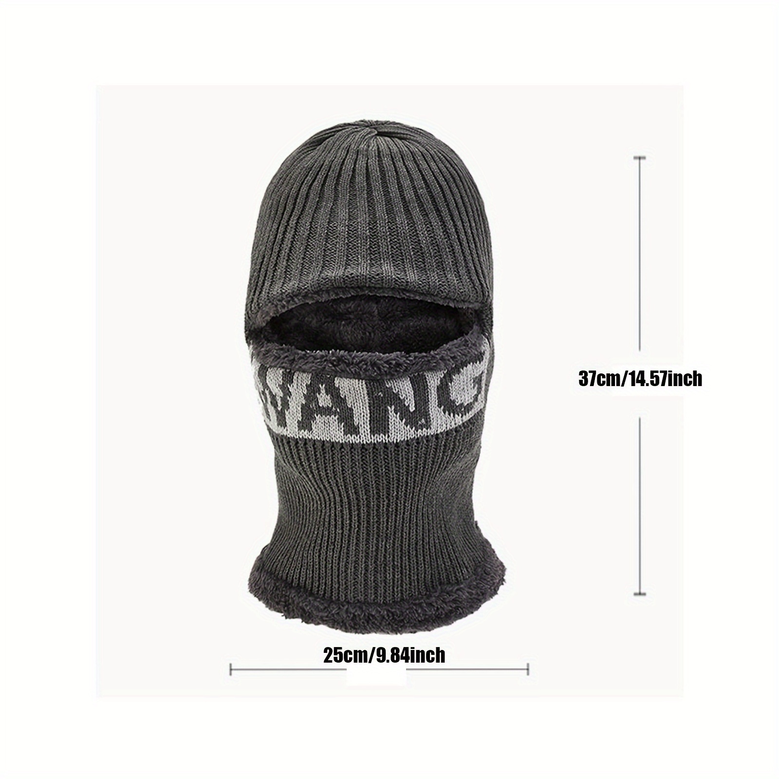 Beige Gloves Scarf Hat Set Winter Knitted Balaclava Face Mask Men