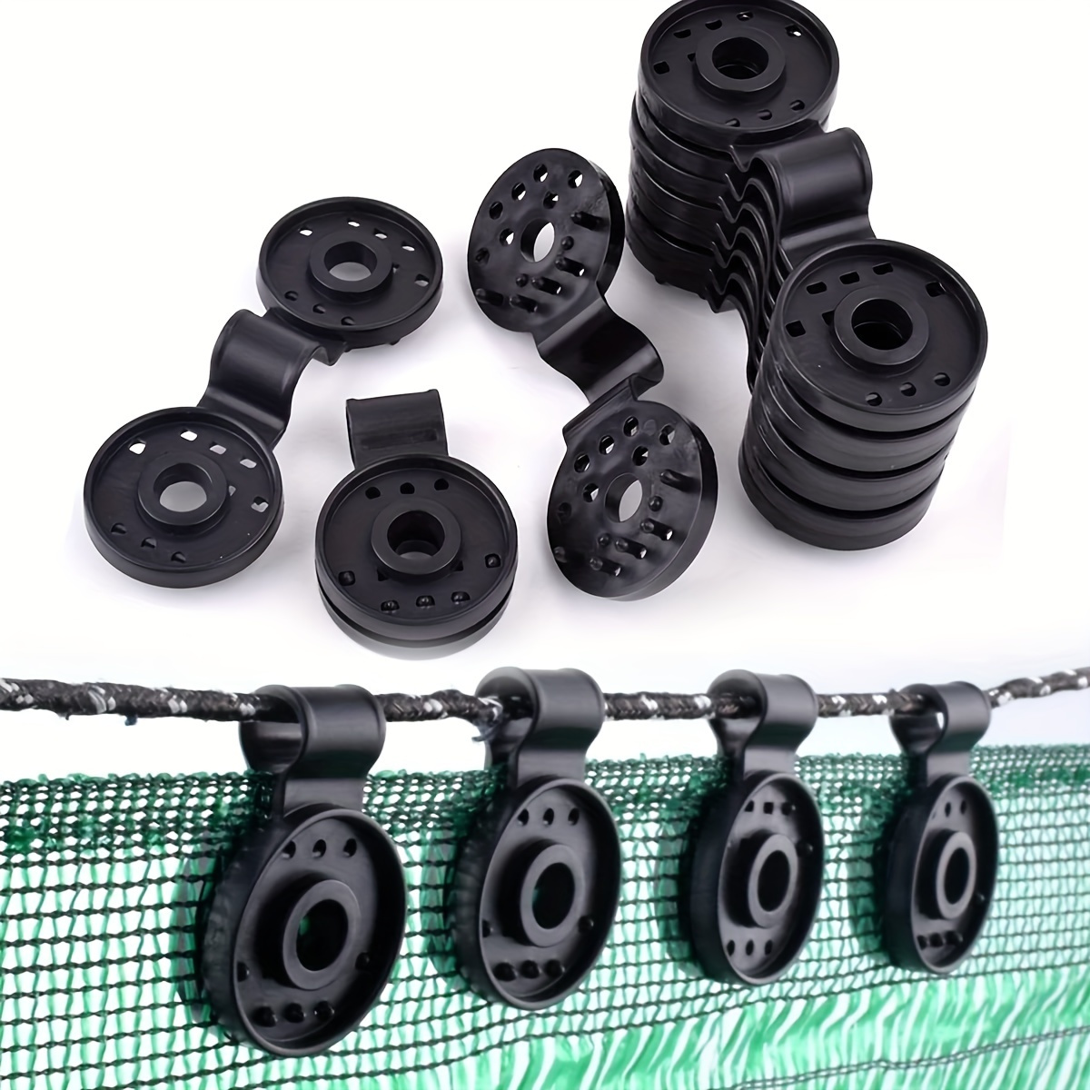 20 Stück Schattentuch-Kunststoff-Clips Schwarze Runde Kunststoff