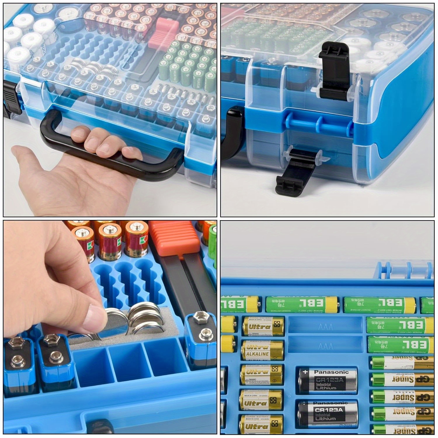 3x Battery Storage Organizer Case Battery Tester Meter for 9V/C/D Batteries  – Gazechimp