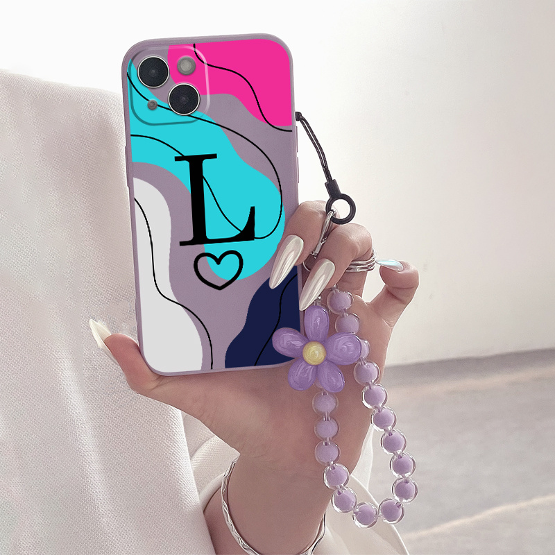 

Letter L Print Phone Case With Beaded Lanyard For Iphone 15 14 13 12 11 Pro Max Xr Xs 7 8 6 Plus Mini, Gift For Birthday, Girlfriend, Boyfriend, Friend Or Yourself