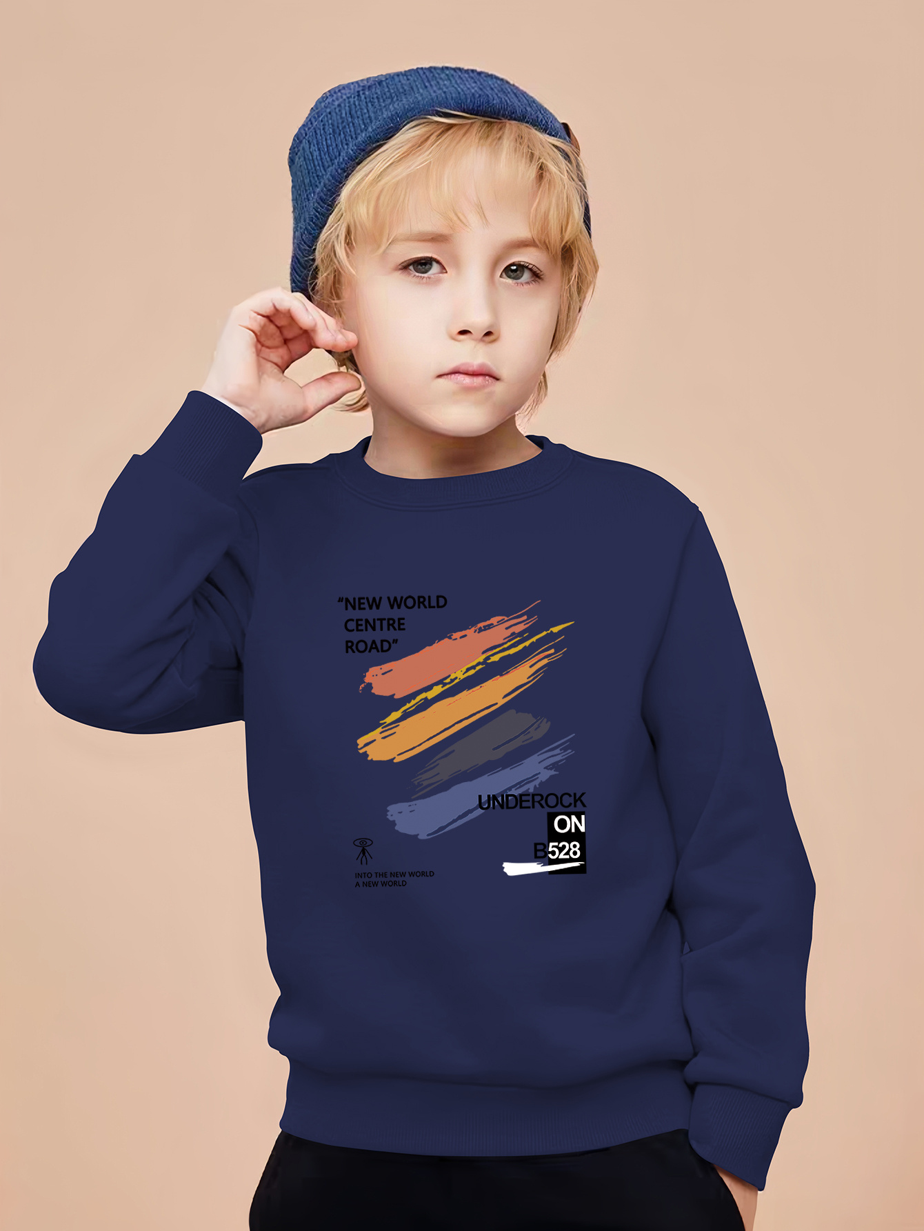 Printed Hoodie - Dark blue/New York City - Kids