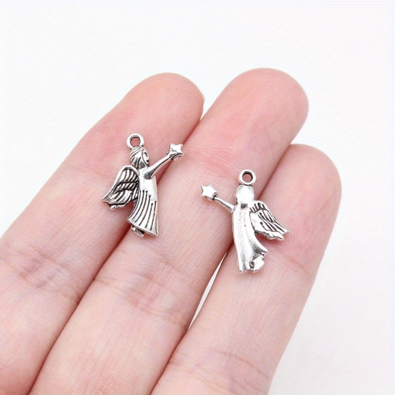 Antique Silver Alloy Angel Charms For Necklaces, Jewelry Making