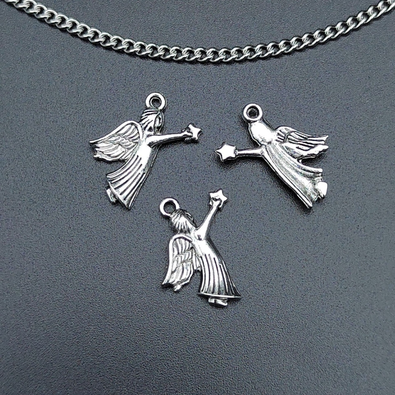 Antique Silver Alloy Angel Charms For Necklaces, Jewelry Making