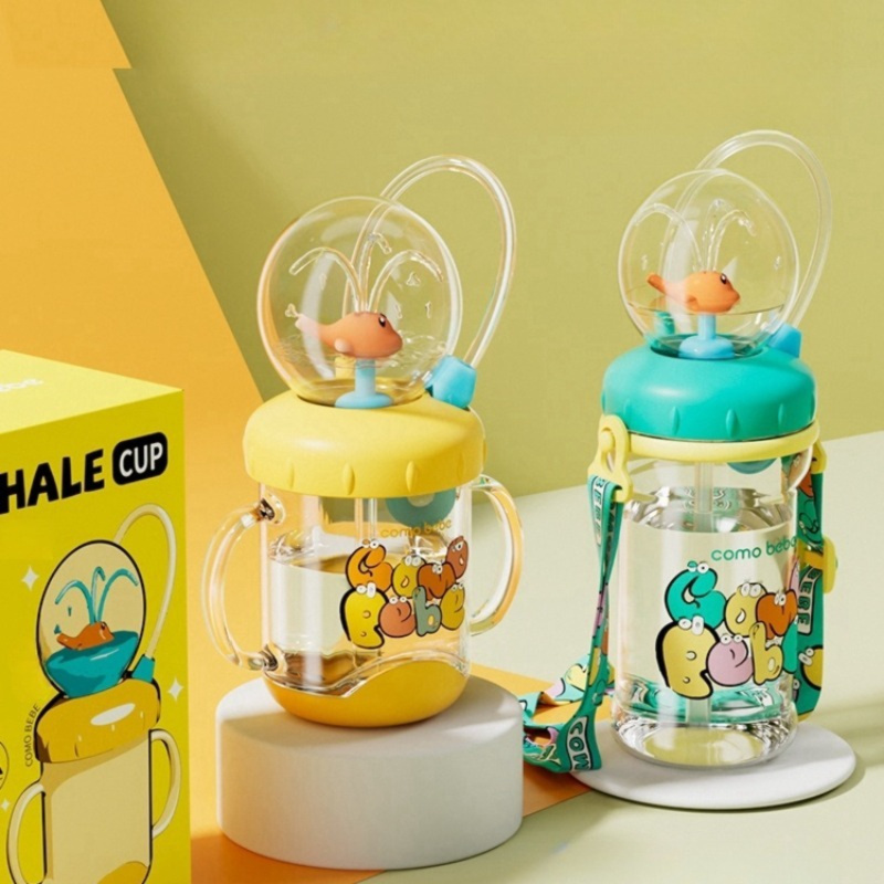 Cute Sippy Cup for Babies, Cartoon Kids Drop-Proof Whale Spray