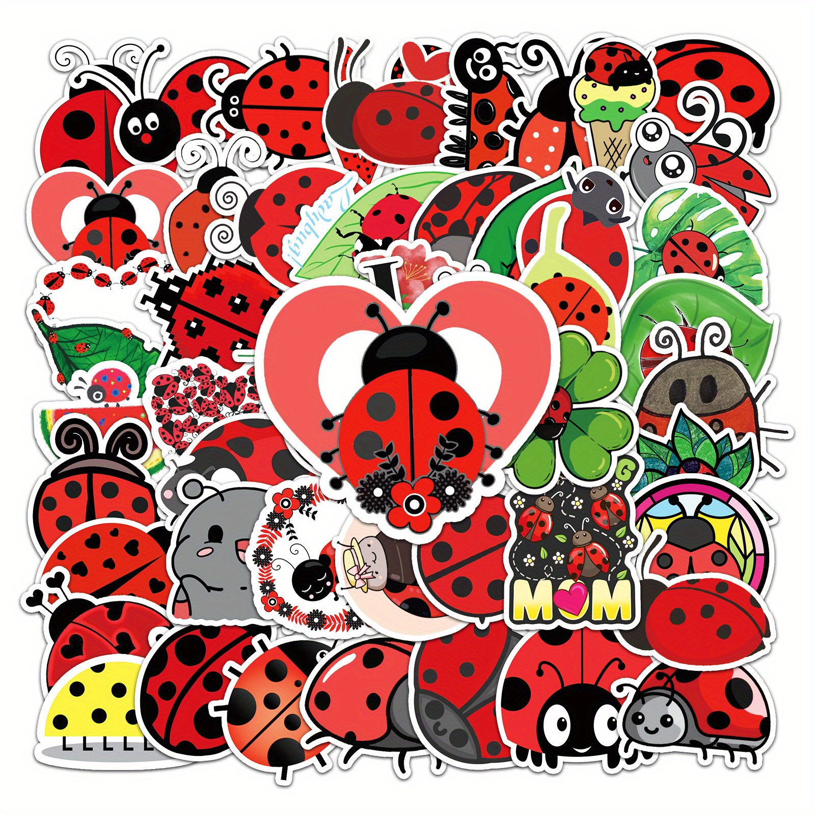 Seven Star Ladybug Stickers Insect Animal Stickers Y Cute - Temu