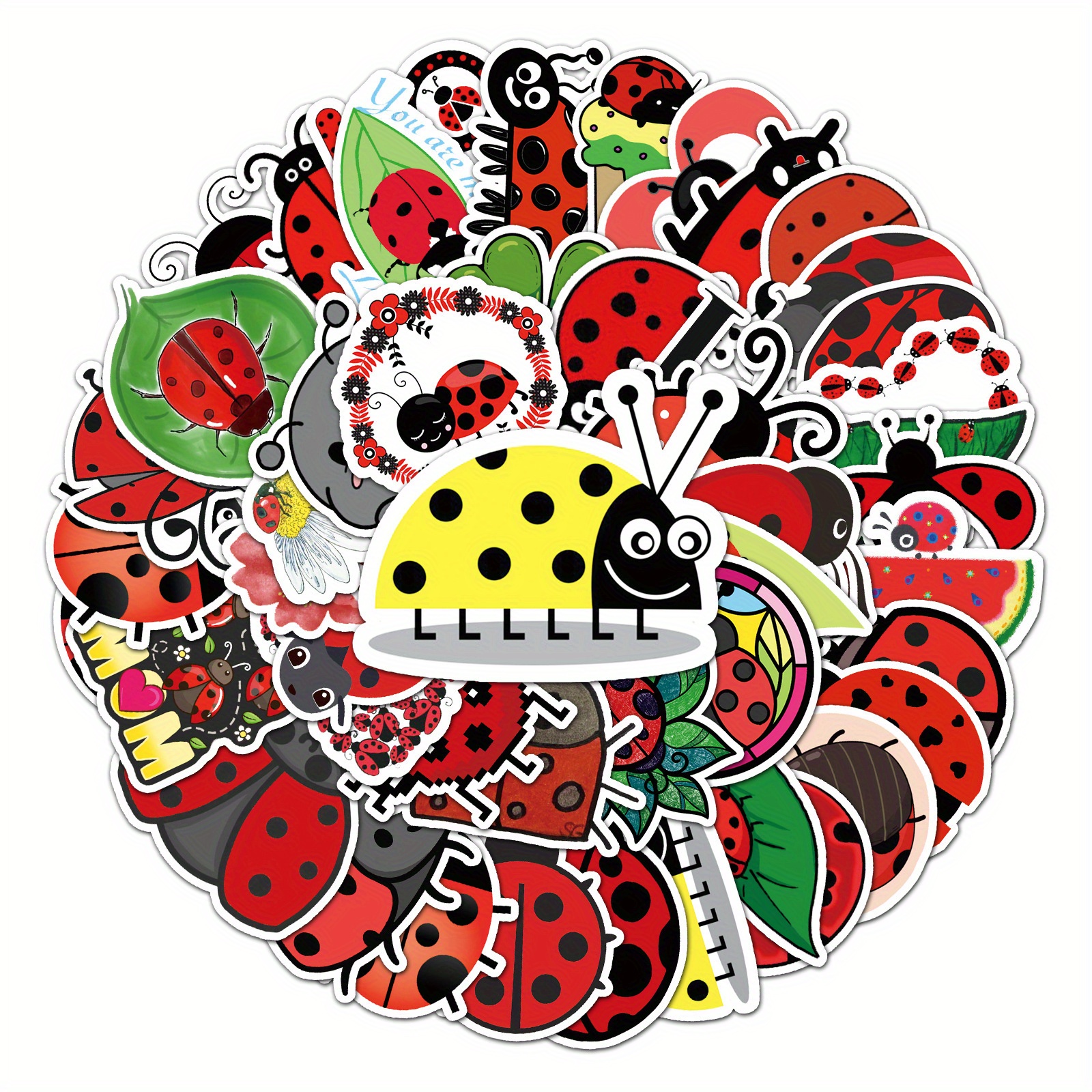 Seven Star Ladybug Stickers Insect Animal Stickers Y Cute - Temu