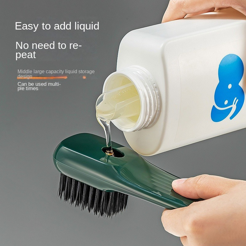 1pc Gray Multifunctional Automatic Liquid Adding Cleaning Brush