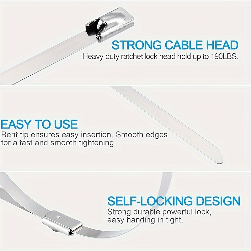 100pcs Stainless Steel Zip Ties Heavy Duty Cable Ties