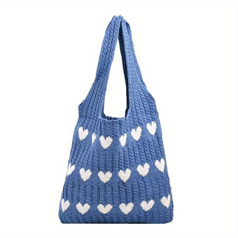 Polka Dot Knitting Tote Bag Stylish Crochet Bag For Women - Temu