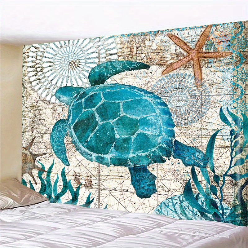 

1pc Home Aesthetic Tapestry Turtle Pattern Photography Background, Party Photo Studio Studio Props, Courtyard Decoration, Polyester Fiber Wall Hanging Room Decoration Free Installation Package