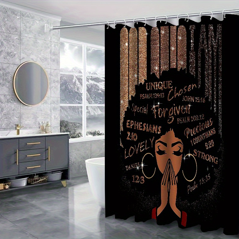 Shower Curtain Set Girl Print Bathroom Rug U shape Mat - Temu