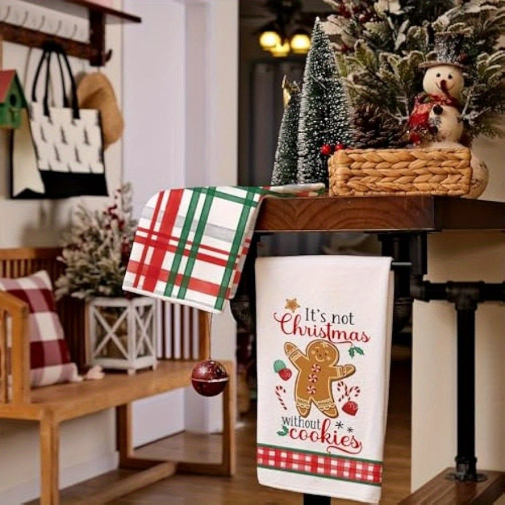 Christmas Kitchen Towels Cute Gingerbread Man Printed - Temu