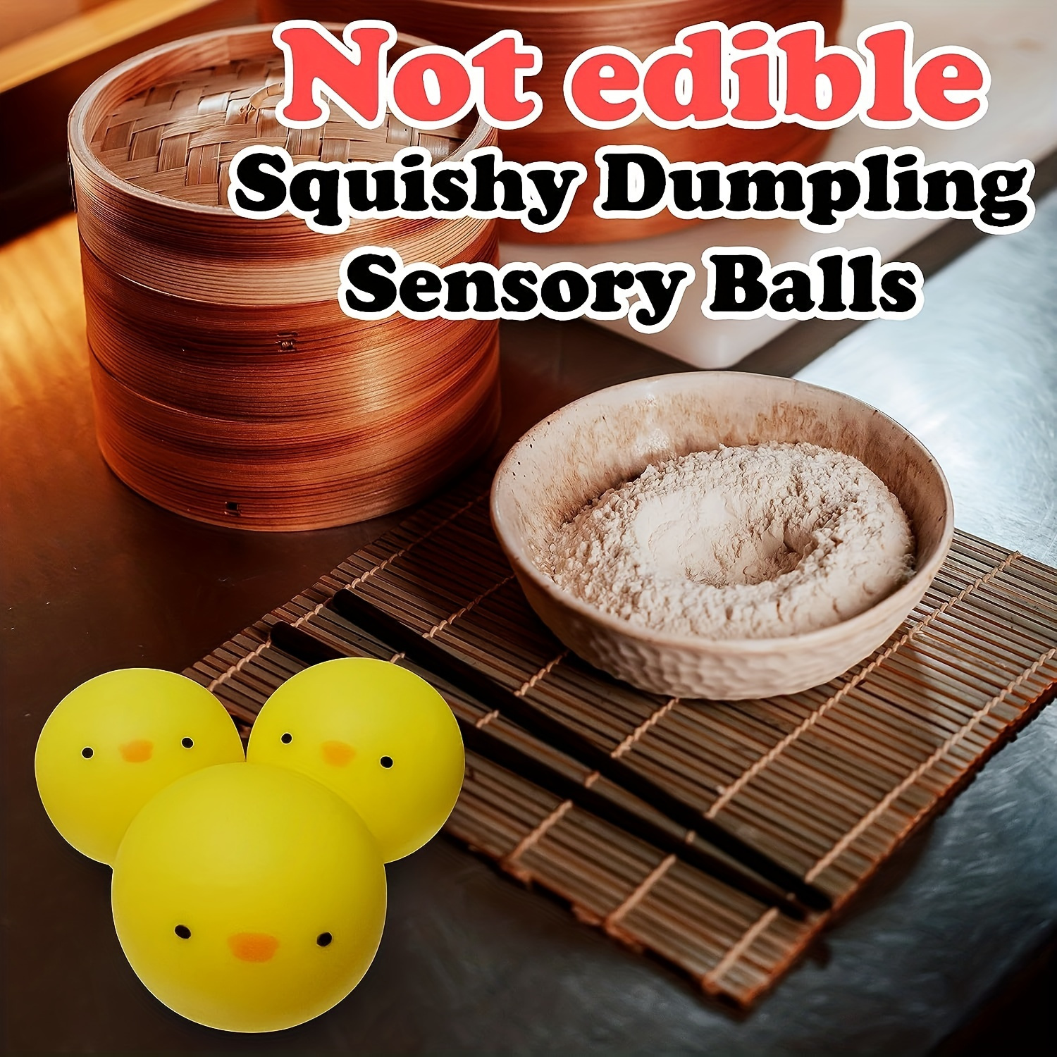 3pcs Bear Dumpling Squishy, Cute Fidgets Sensory Toys Anxiety Relief Items  With Bamboo Steamer, Simulation Dumpling Stress Balls Stress Relief Gifts  For Women Dumpling Sensory Toy Anti Stress Ball