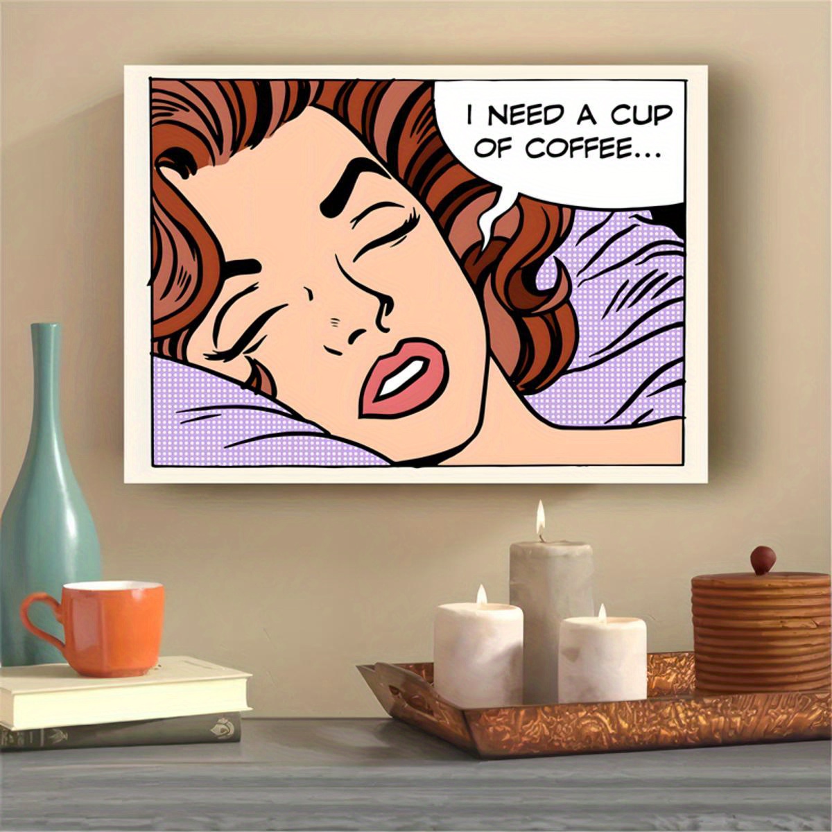 1pc Canvas Poster, I Need A Cup Of Coffee Poster, Pop Art Canvas Wall Art For Living Room, Wall Decor For Bedroom, Home Decor Room Decor, Frameless