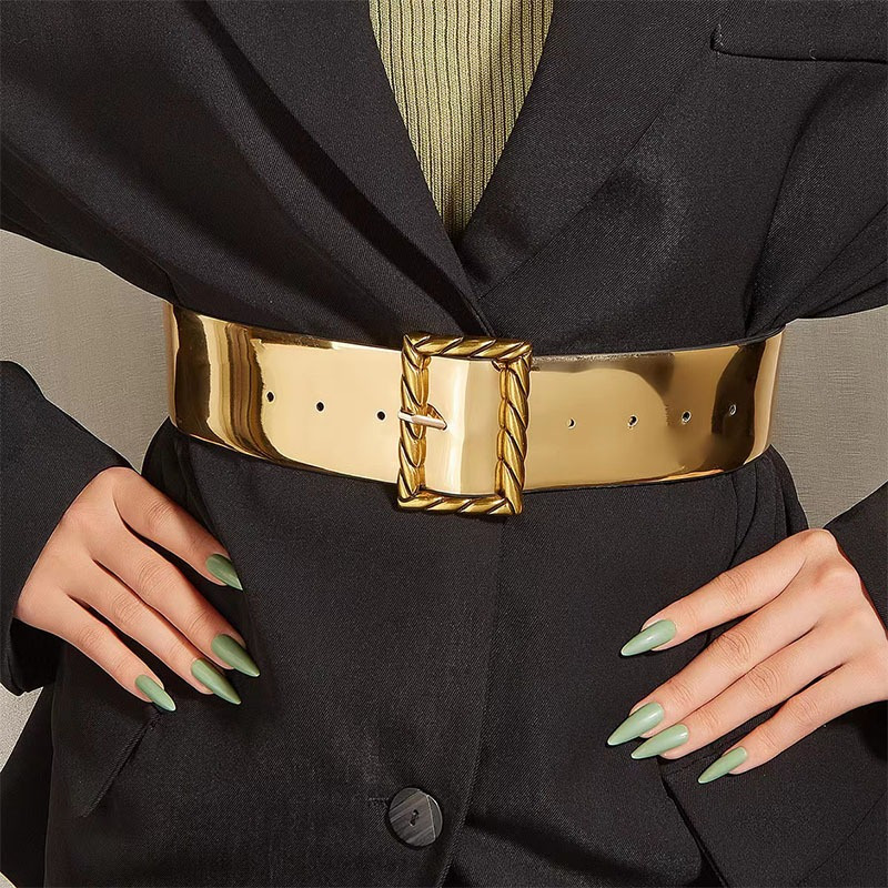 Women's Artificial Jeweled Belt Fashion Elastic High Waist - Temu